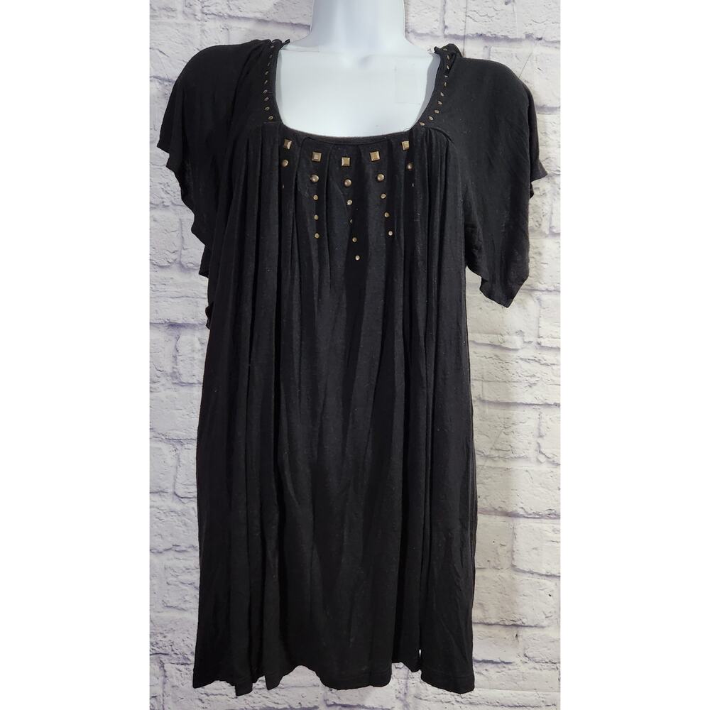 Uniform JPR Black Pleated Metal Stud Bodice Short Cap Flutter Sleeves M Soft